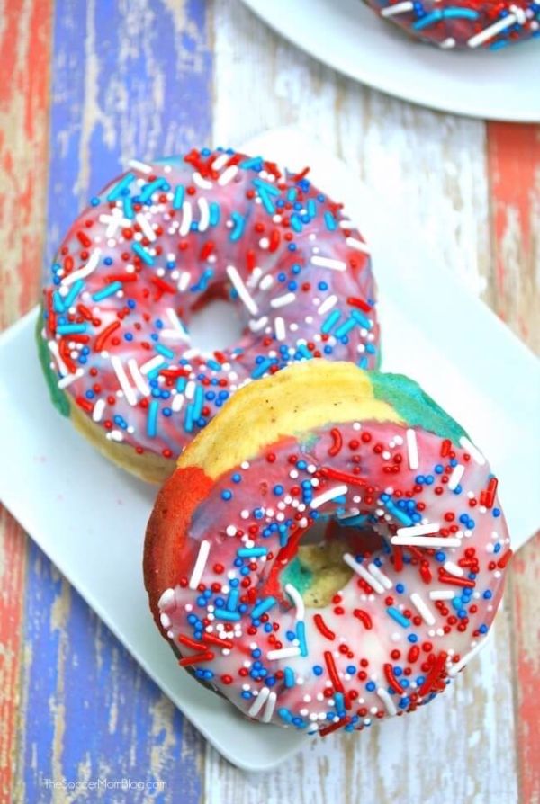 Red White & Blue Swirl Donuts