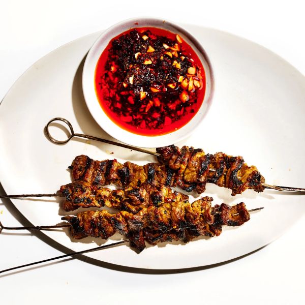 Coconut-Marinated Short Rib Kebabs With Peanut-Chile Oil