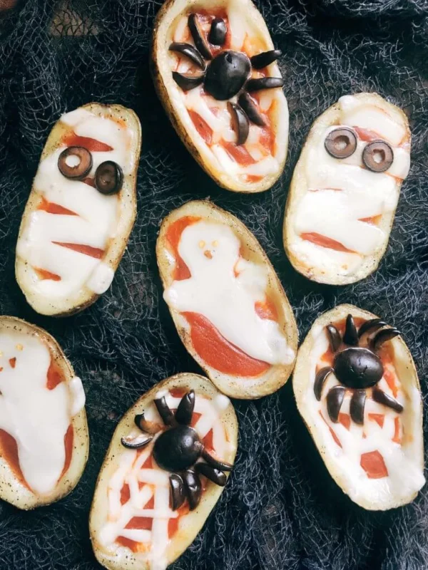 Halloween Pizza Potato Skins